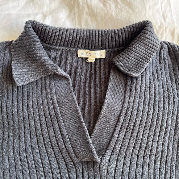 Alex Mill Navy Cotton Polo Knit Top - Picture 3 of 5